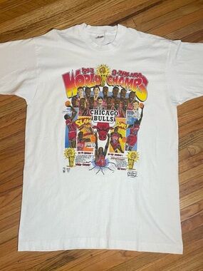 Vintage 1993 Chicago Bulls World Champions Salem Sportswear Comic Series T-Shirt